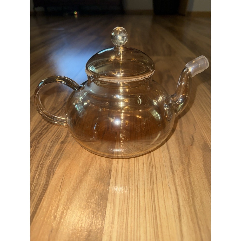 VTG Amber Glass Tea Pot‎